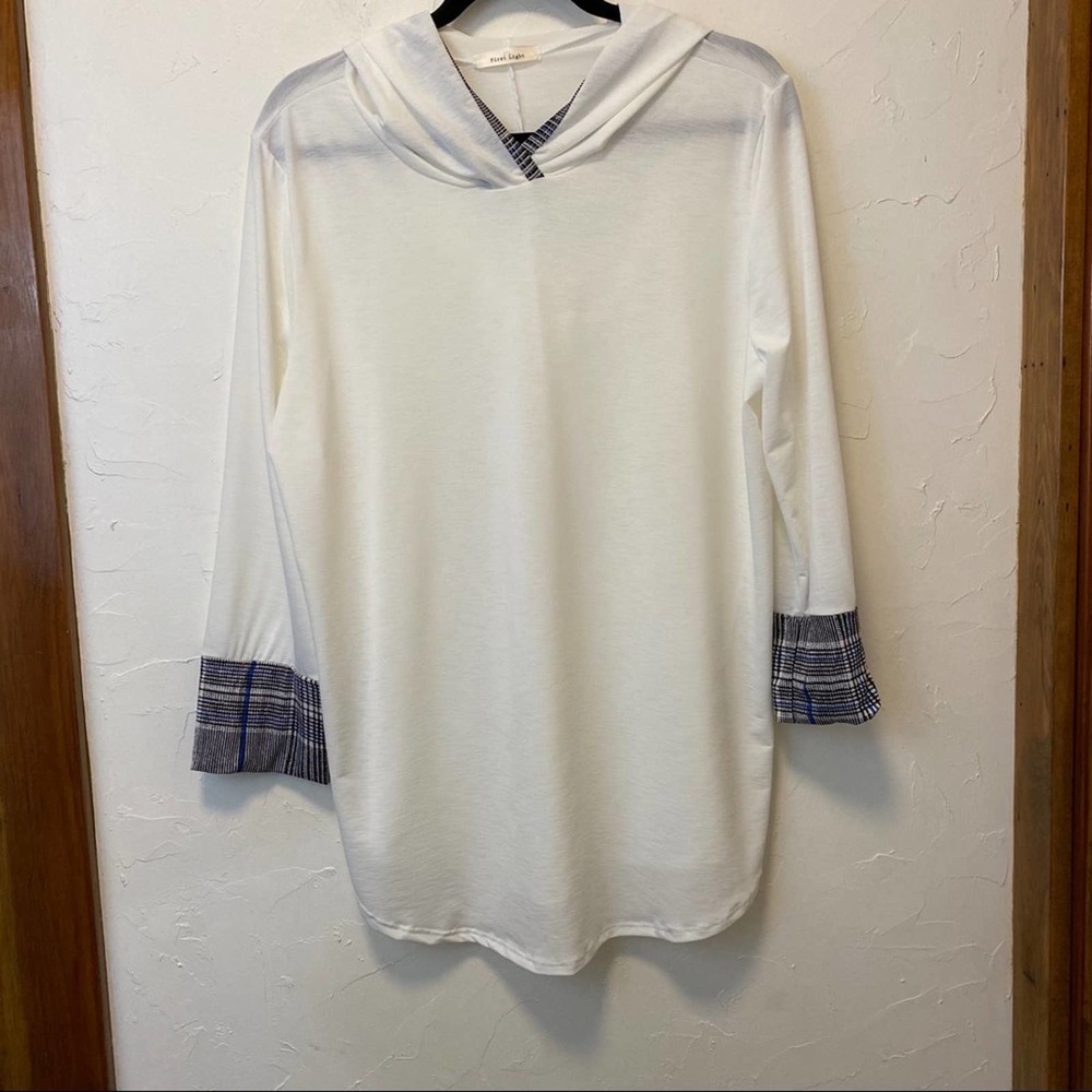 Plus Size Hoodie with Plaid Trim - 2X